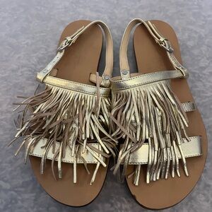 J. Crew Metallic Fringe Sandals